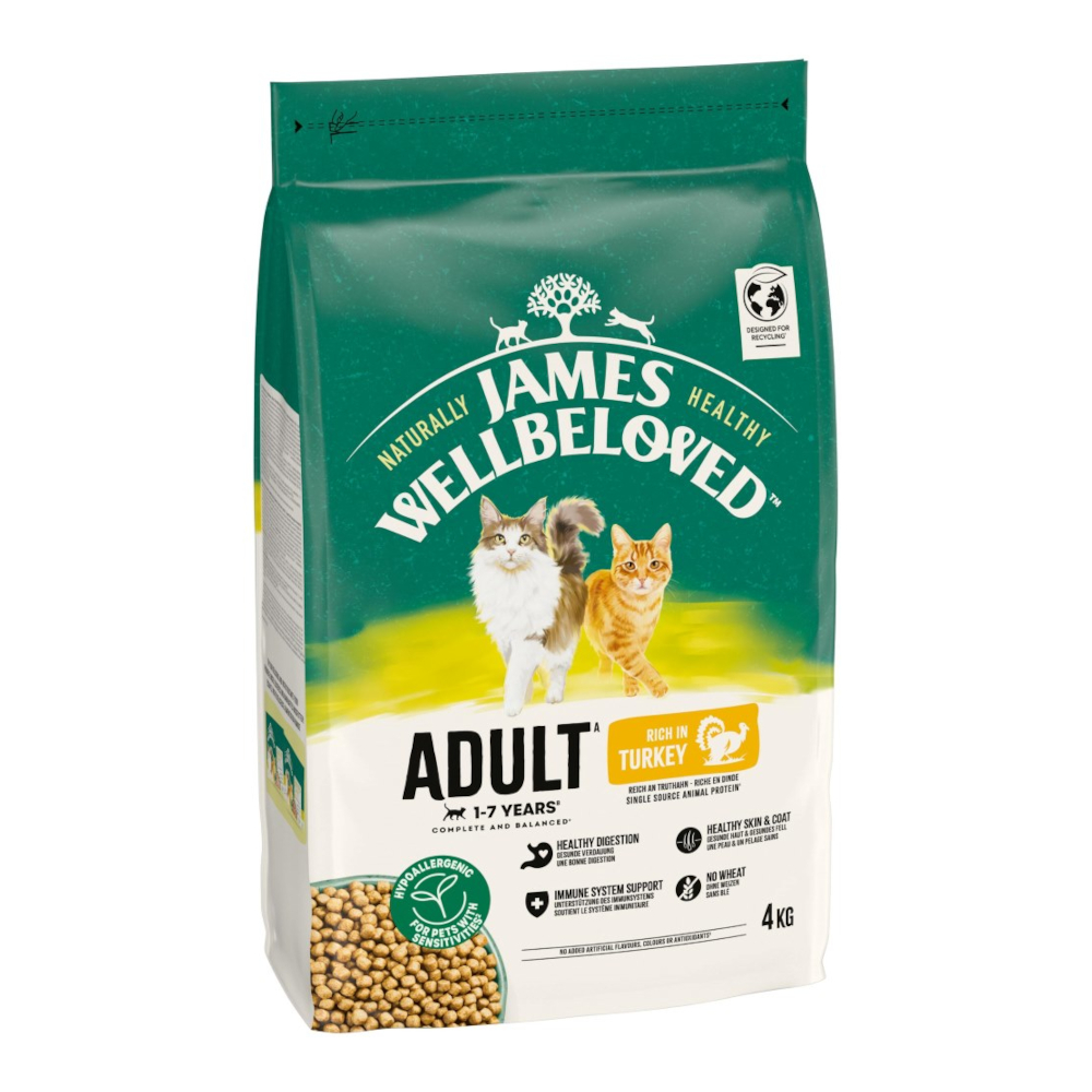 James Wellbeloved Adult Cat Hypoallergenic, indyk i ryż - 4 kg