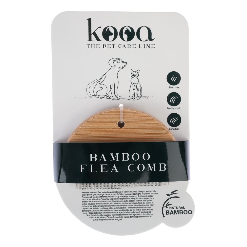 kooa grzebień do pcheł z bambusa - Dł. x szer. x wys.: 10 x 6,7 x 1 cm