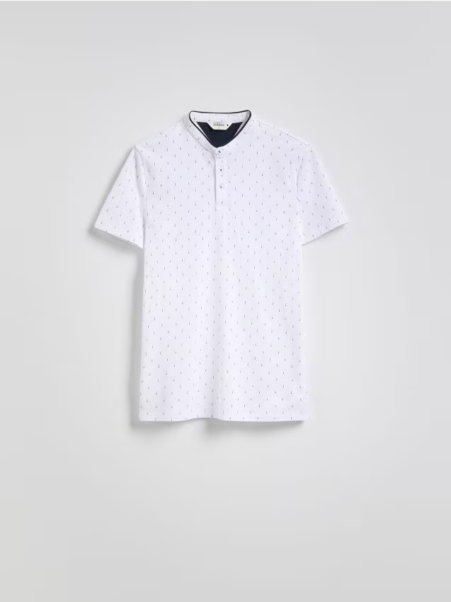 Reserved - Koszulka polo regular z bawełny - biały miniaturka