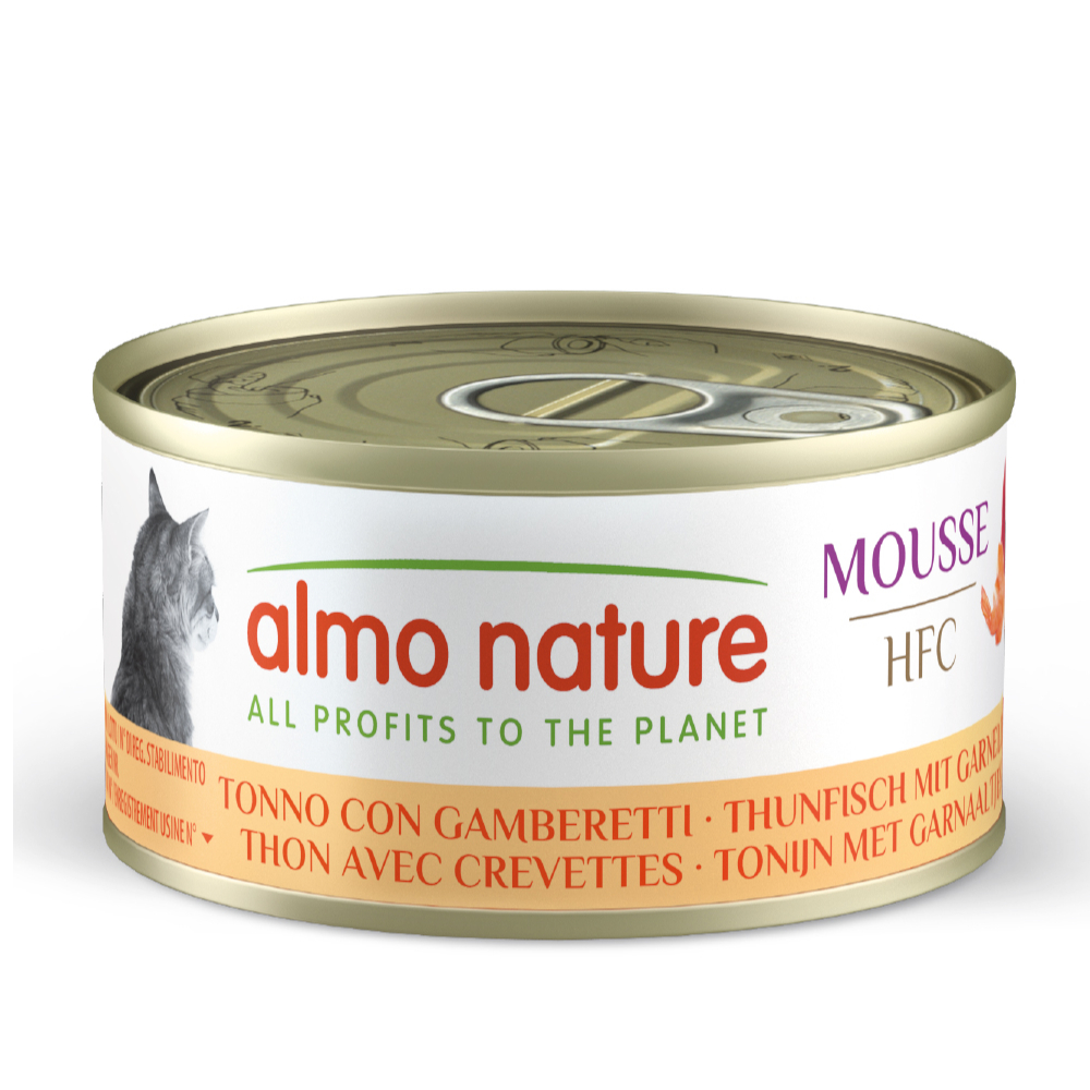 Megapakiet Almo Nature HFC Cat Mousse, 24 x 70 g - Tuńczyk z krewetkami