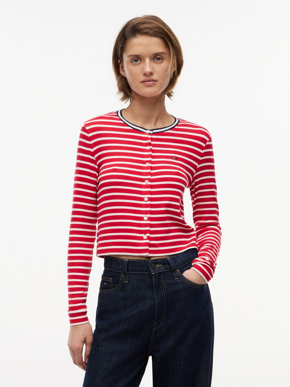 Tommy Jeans Damska koszulka z długim rękawem Kobiety wiskoza czerwony, L