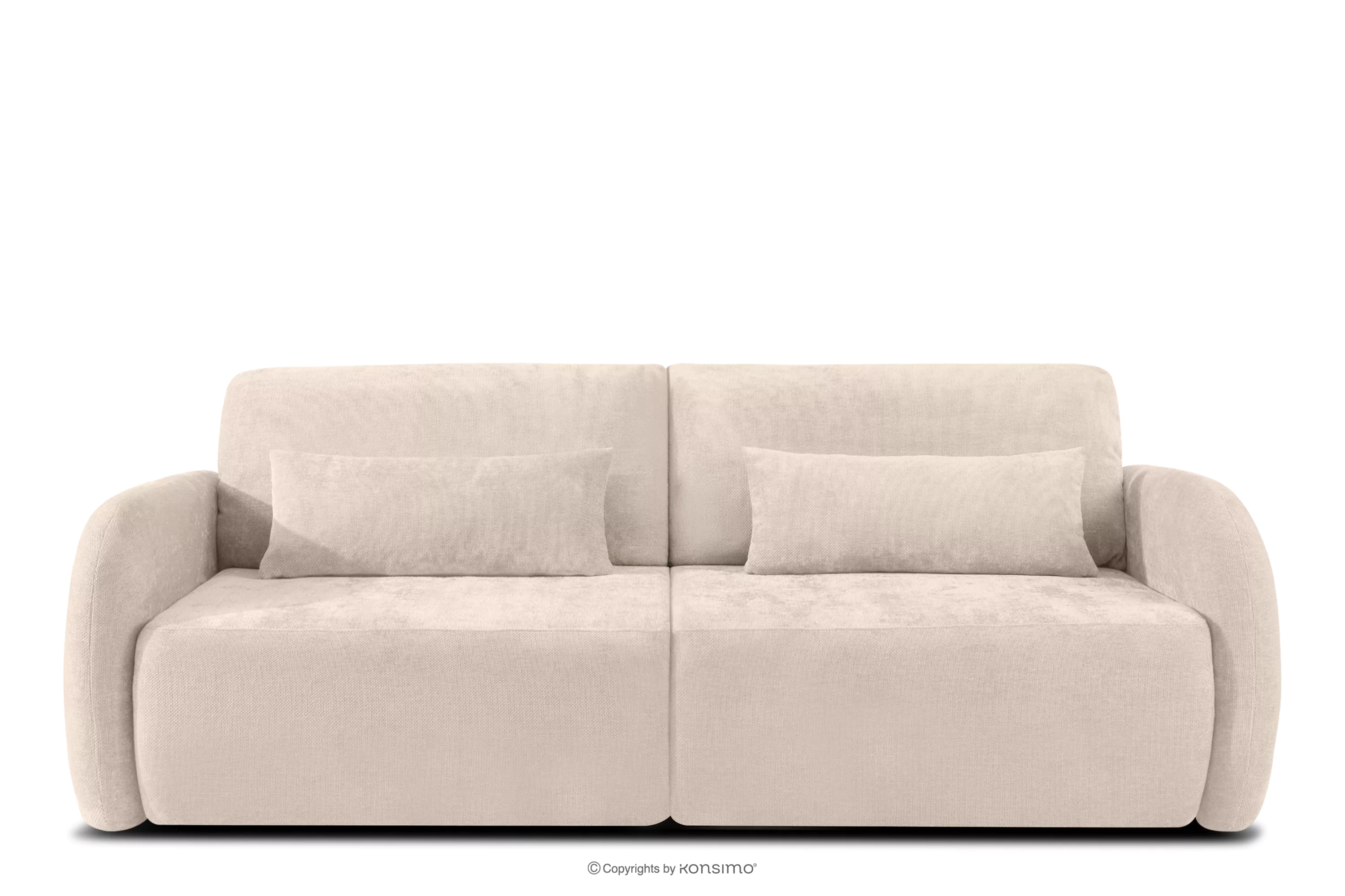 Sofa trzyosobowa zaokrąglony kształt w tkaninie plecionej ecru CALICO