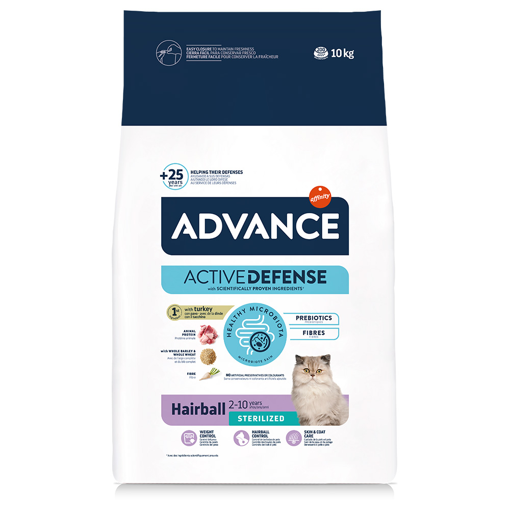8,5 + 1,5 kg / 12 + 3 kg gratis! Advance, karma sucha dla kota, 10 kg / 15 kg - Sterilized Hairball, 10 kg