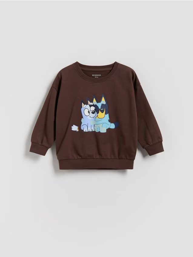 Reserved - Bawełniany longsleeve Bluey - brązowy
