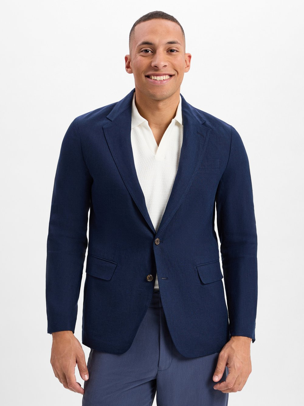 Polo Ralph Lauren Męska kurtka rekreacyjna Mężczyźni Modern Fit len niebieski, 42