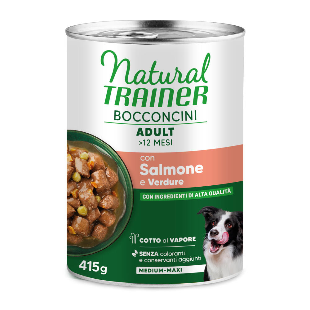 Korzystny pakiet Natural Trainer Bocconcini Adult Medium i Maxi Chunks, 2 x 415 g - Łosoś