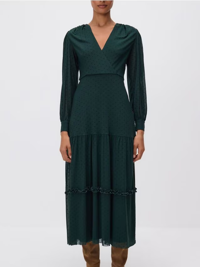 Reserved - Sukienka maxi w grochy - morski