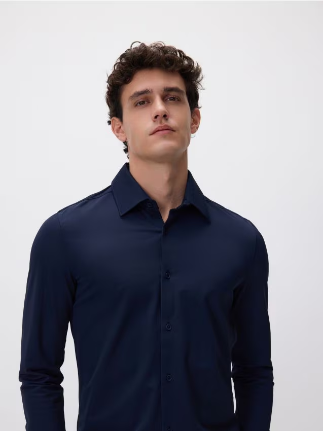 Reserved - Gładka koszula super slim fit - granatowy