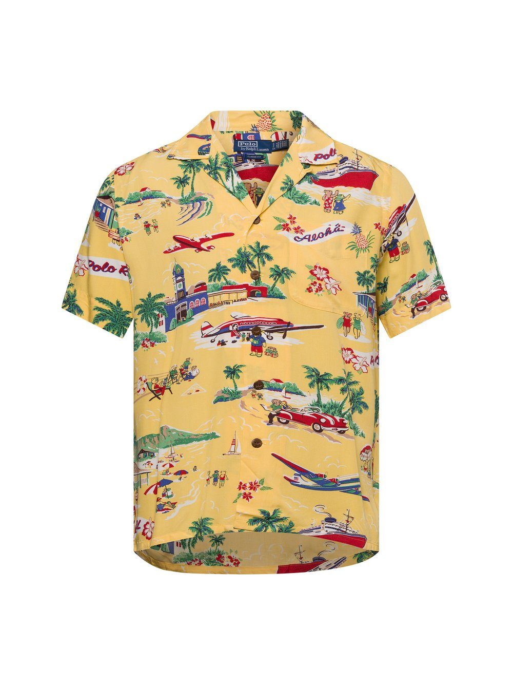 Polo Ralph Lauren Męska koszula casual Mężczyźni Regular Fit wiskoza żółty|wielokolorowy, S