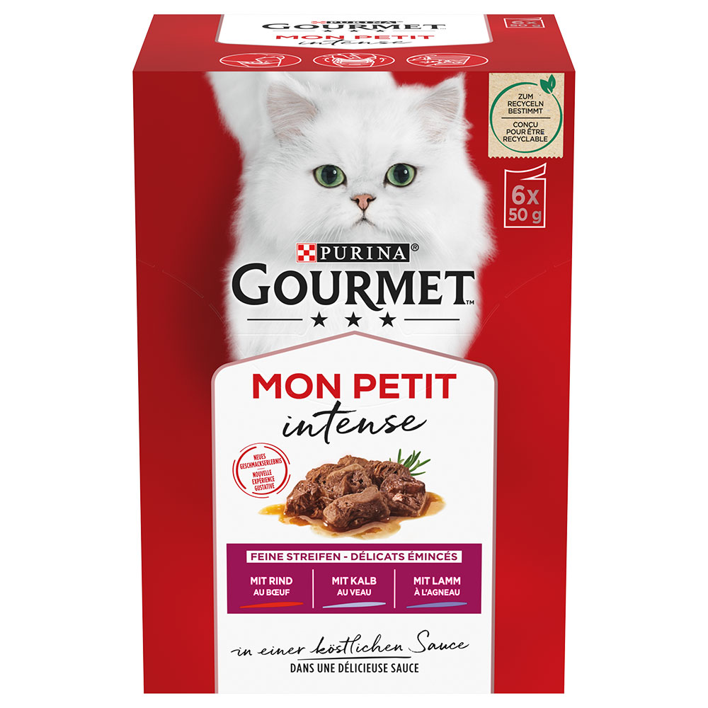 12 + 4 / 18 + 6 gratis! Gourmet, karma mokra, 16 x 85 g / 24 x 50 g -  Mon Petit: wołowina, cielęcina, jagnięcina, 24 x 50 g