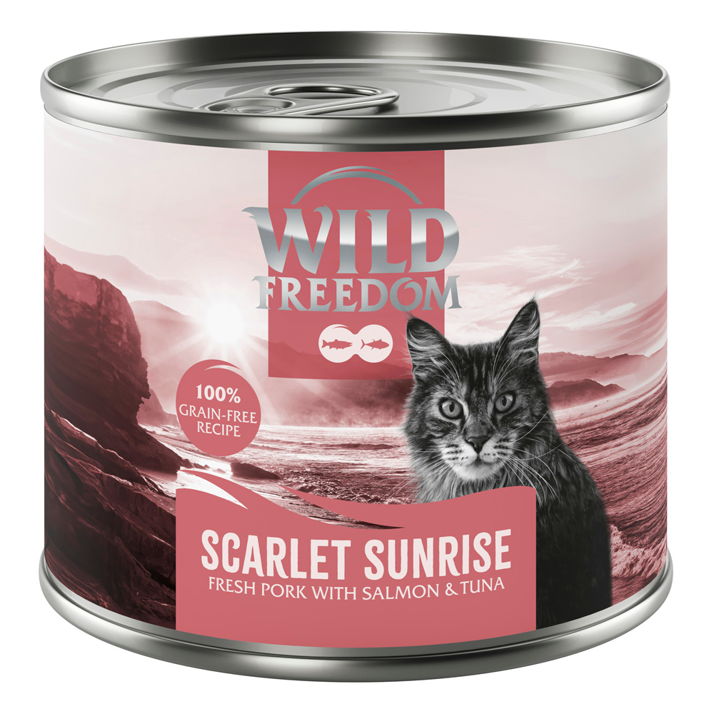 Wild Freedom Adult "Red", 6 x 200 g - bezzbożowa receptura - Scarlet Sunrise - Wieprzowina, łosoś i tuńczyk