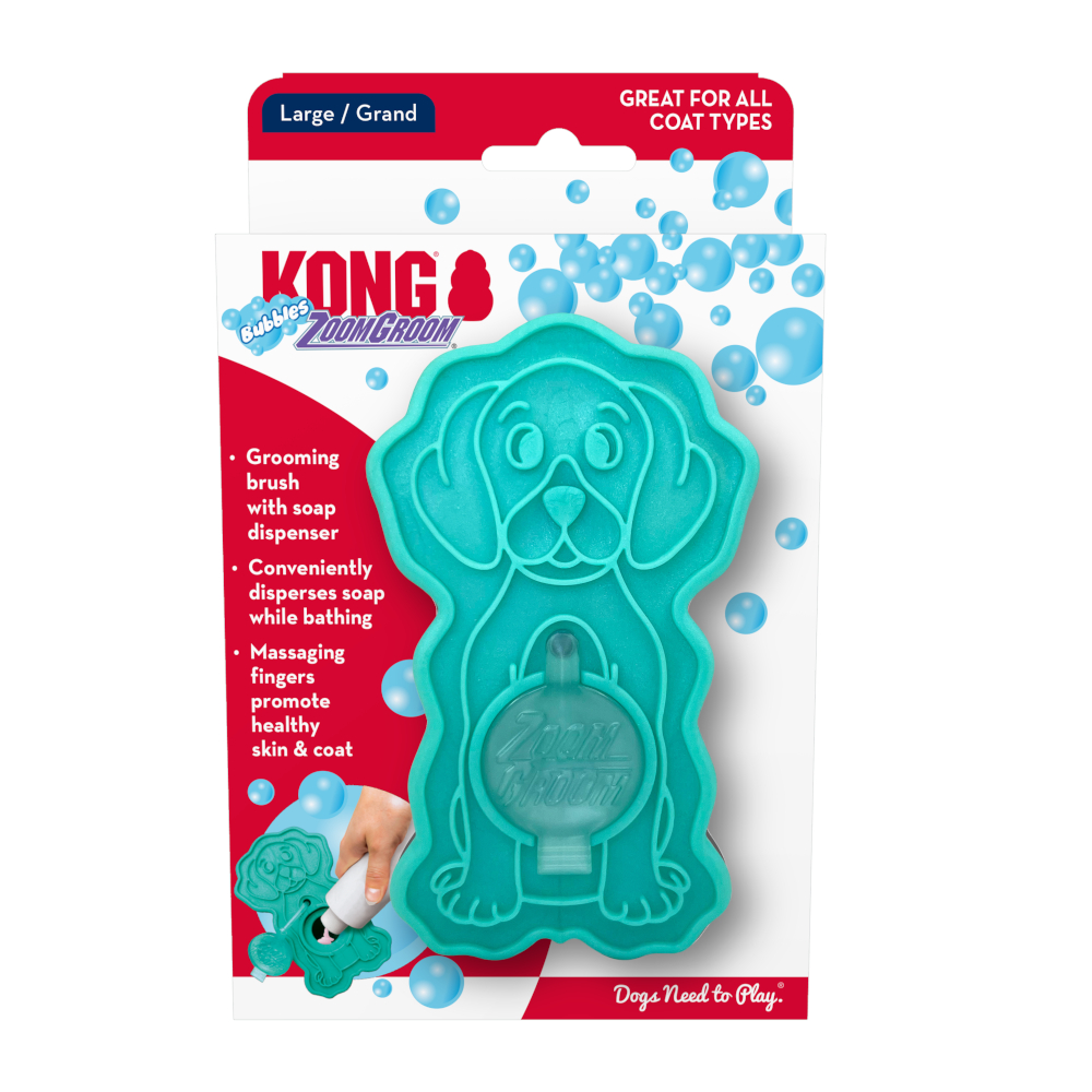 Kong Dog szczotka do masażu Zoom Groom - Turkusowa (dł. x szer. x wys.): 12 x 7 x 7 cm