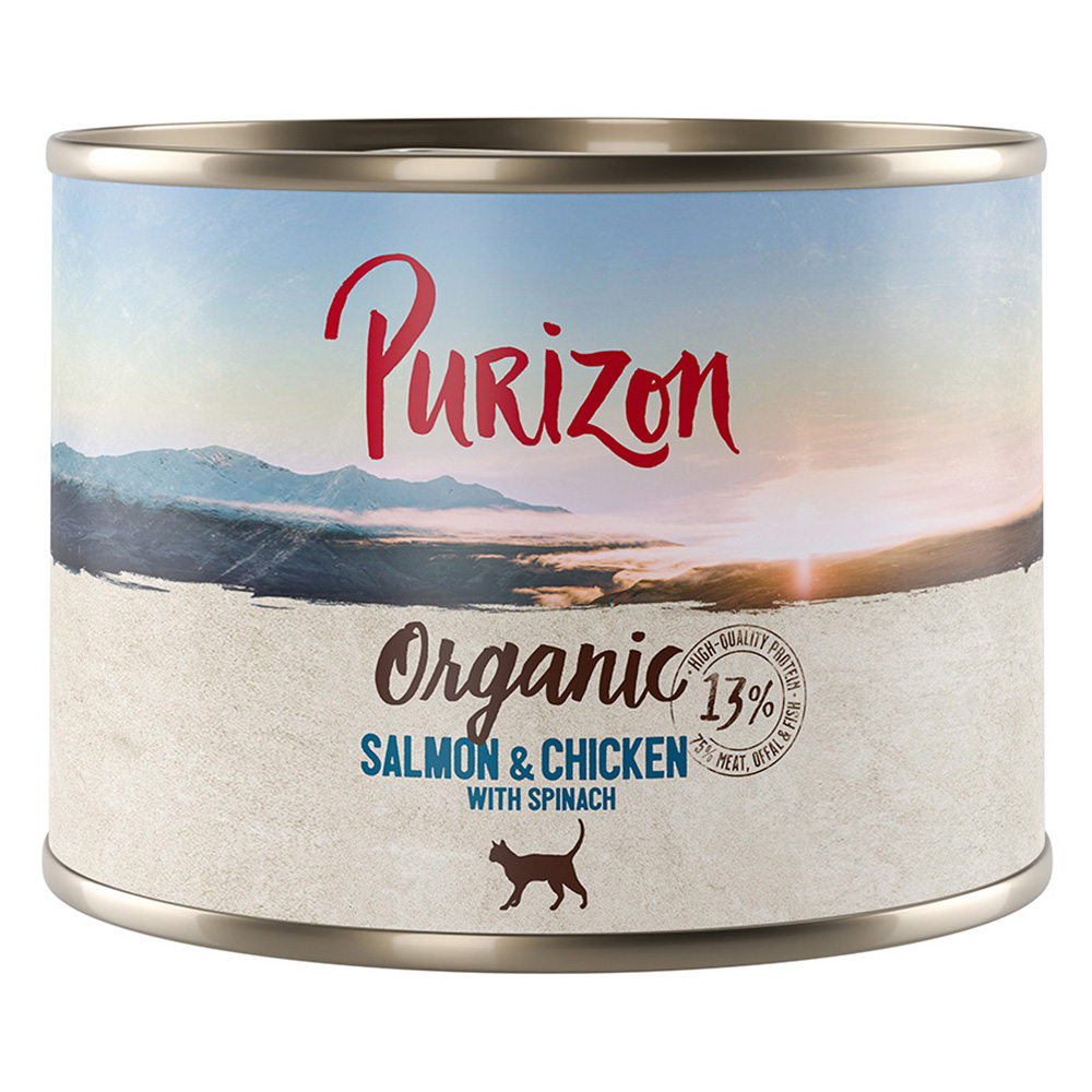 Korzystny pakiet Purizon Organic, 12 x 200 g - Biołosoś i biokurczak z bioszpinakiem