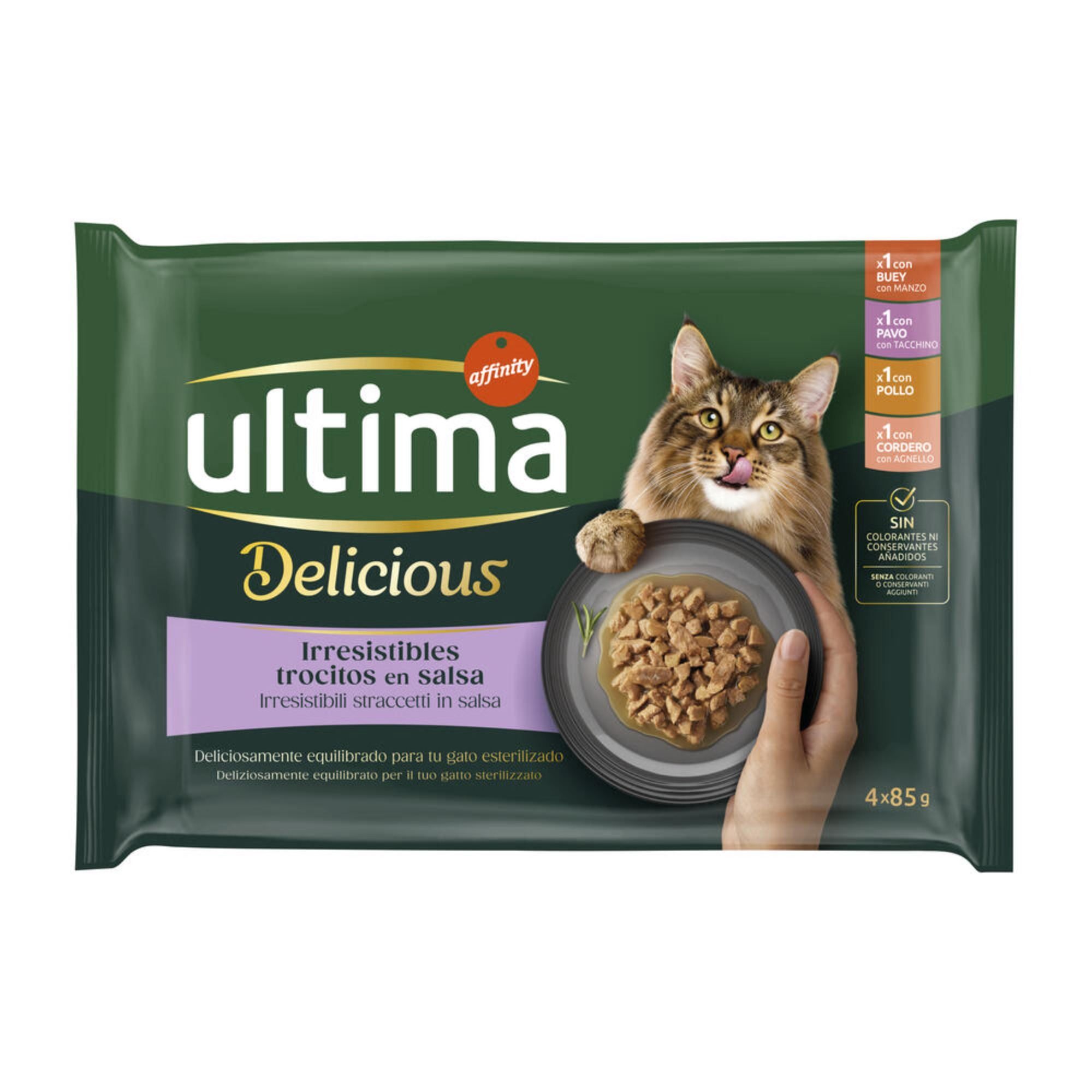 Ultima Delicious Adult Sterilized, 48 x 85 g - Wybór mięsny