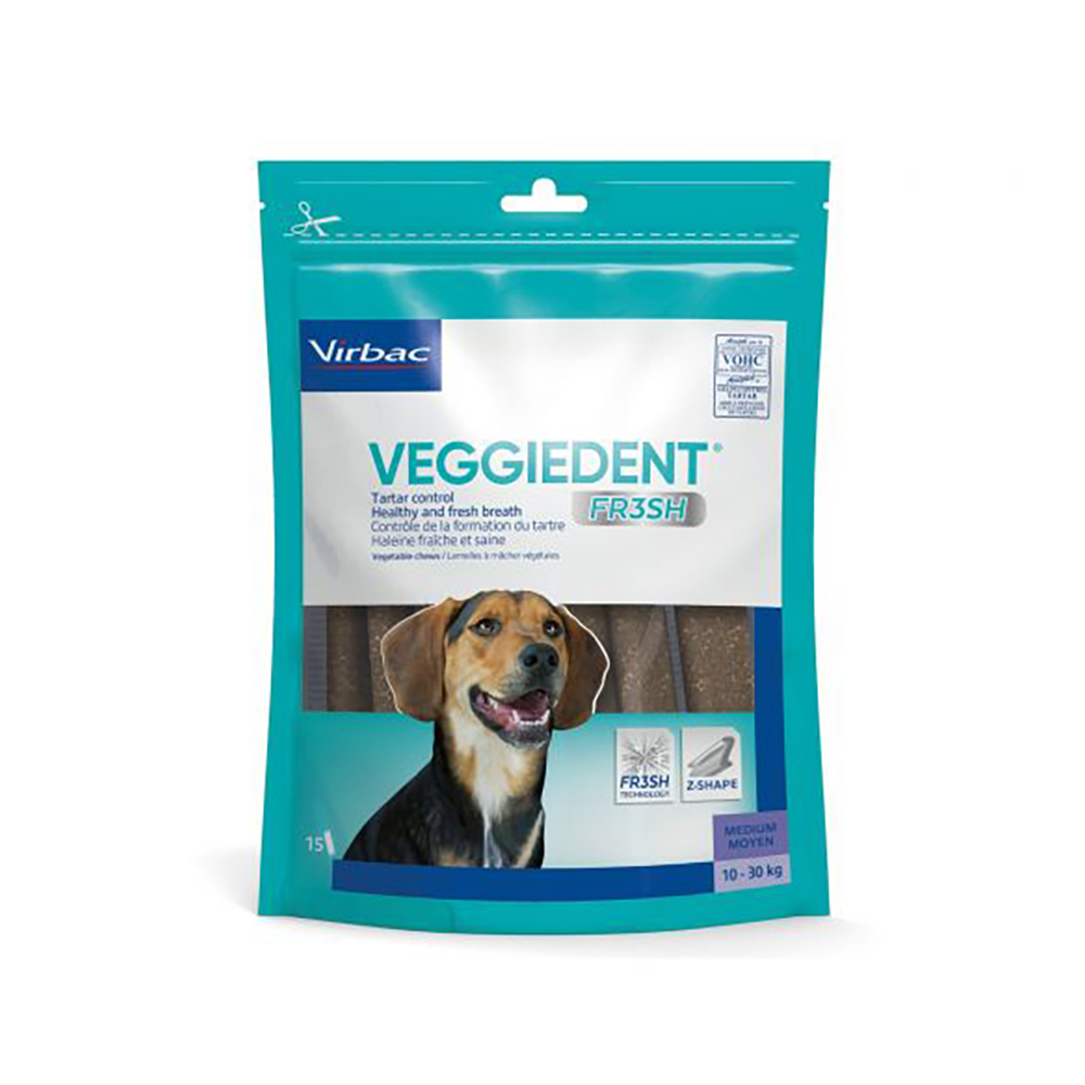 Virbac VEGGIEDENT Fresh dla psów - 15 x 26 g M dla średnich psów (10-30 kg)