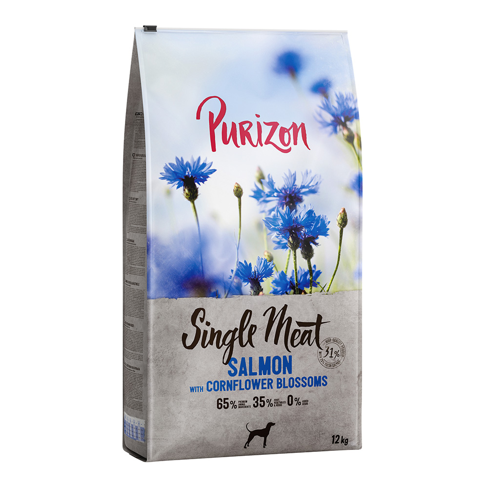Purizon Single Meat Adult, łosoś ze szpinakiem i kwiatami chabru - 2 x 12 kg