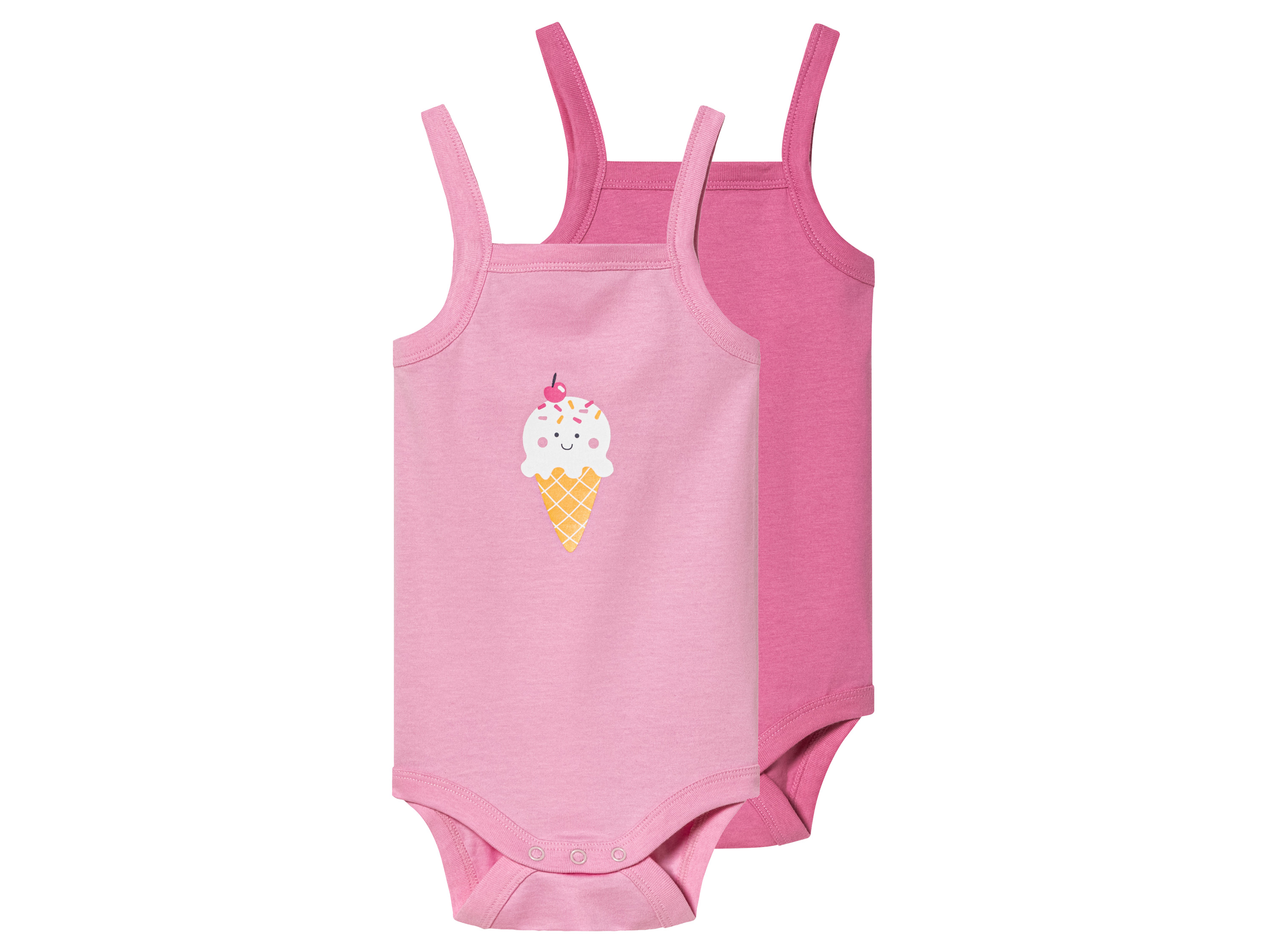 lupilu® Body niemowlęce bawełniane, 2 sztuki (62/68, Ciemnoróżowy/różowy) miniaturka