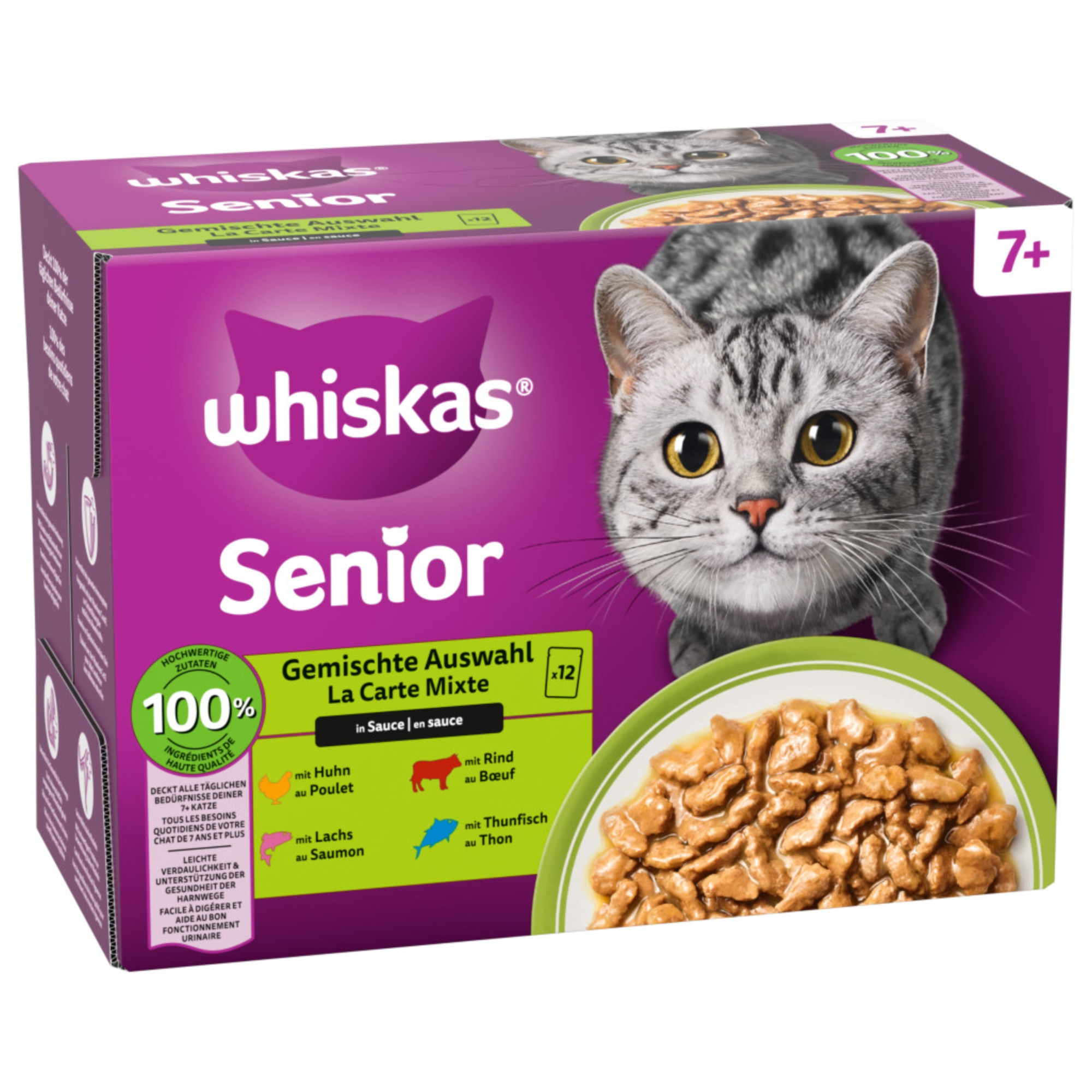 Pakiet mieszany Whiskas Senior w saszetkach, 12 x 85 g - 7+ Wybór dań mieszanych w sosie