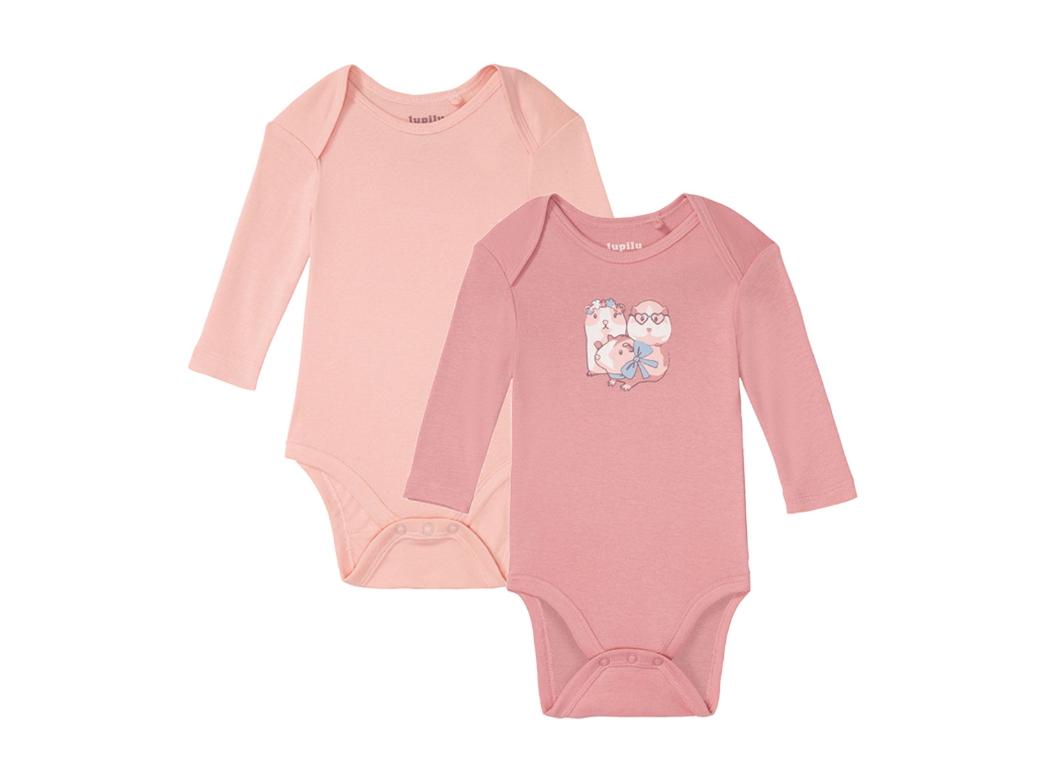 lupilu® Body niemowlęce z biobawełny, 2 sztuki (Różowy/ciemnoróżowy, 62/68)