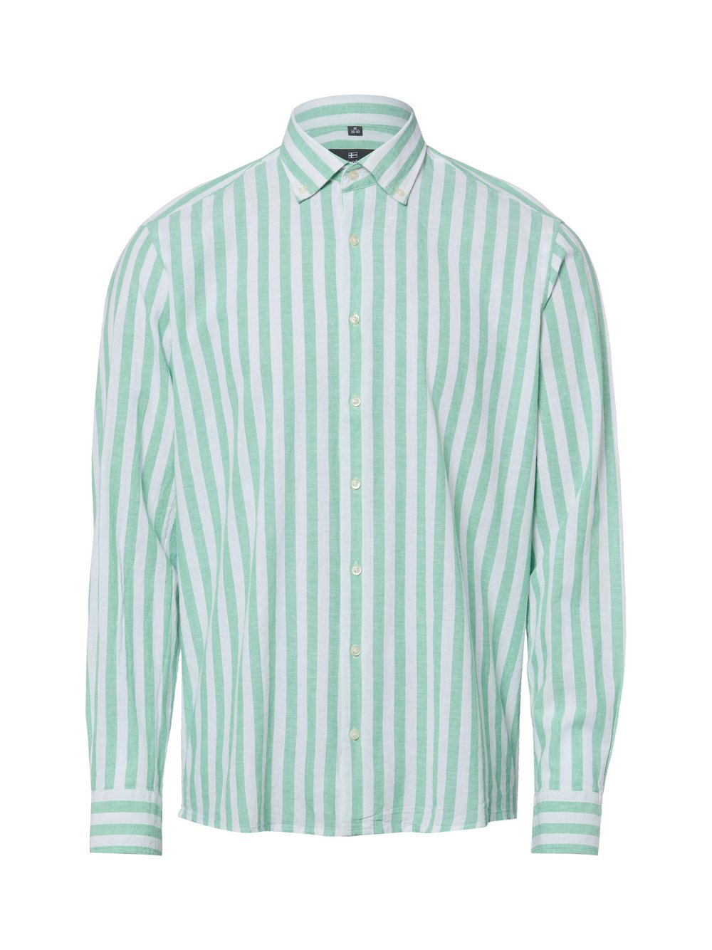 Nils Sundström Męska koszula casual z lnem Mężczyźni Modern Fit Bawełna zielony, XXL
