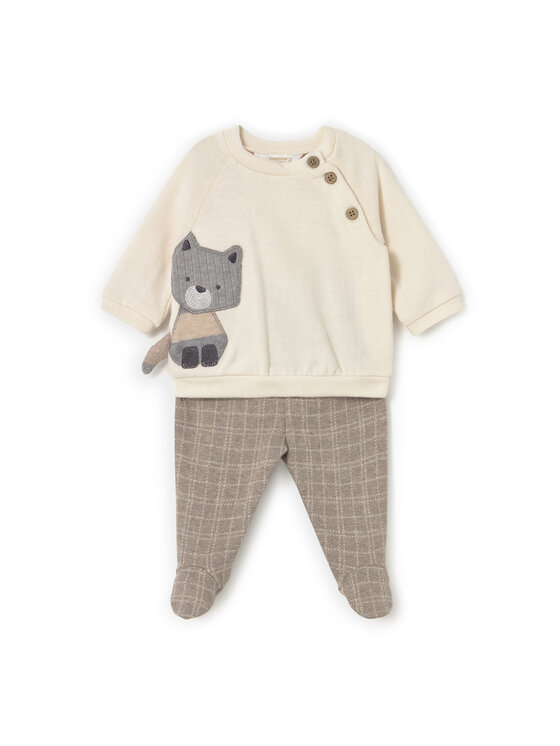 Mayoral Komplet bluza i półśpiochy 2586 Beżowy Regular Fit