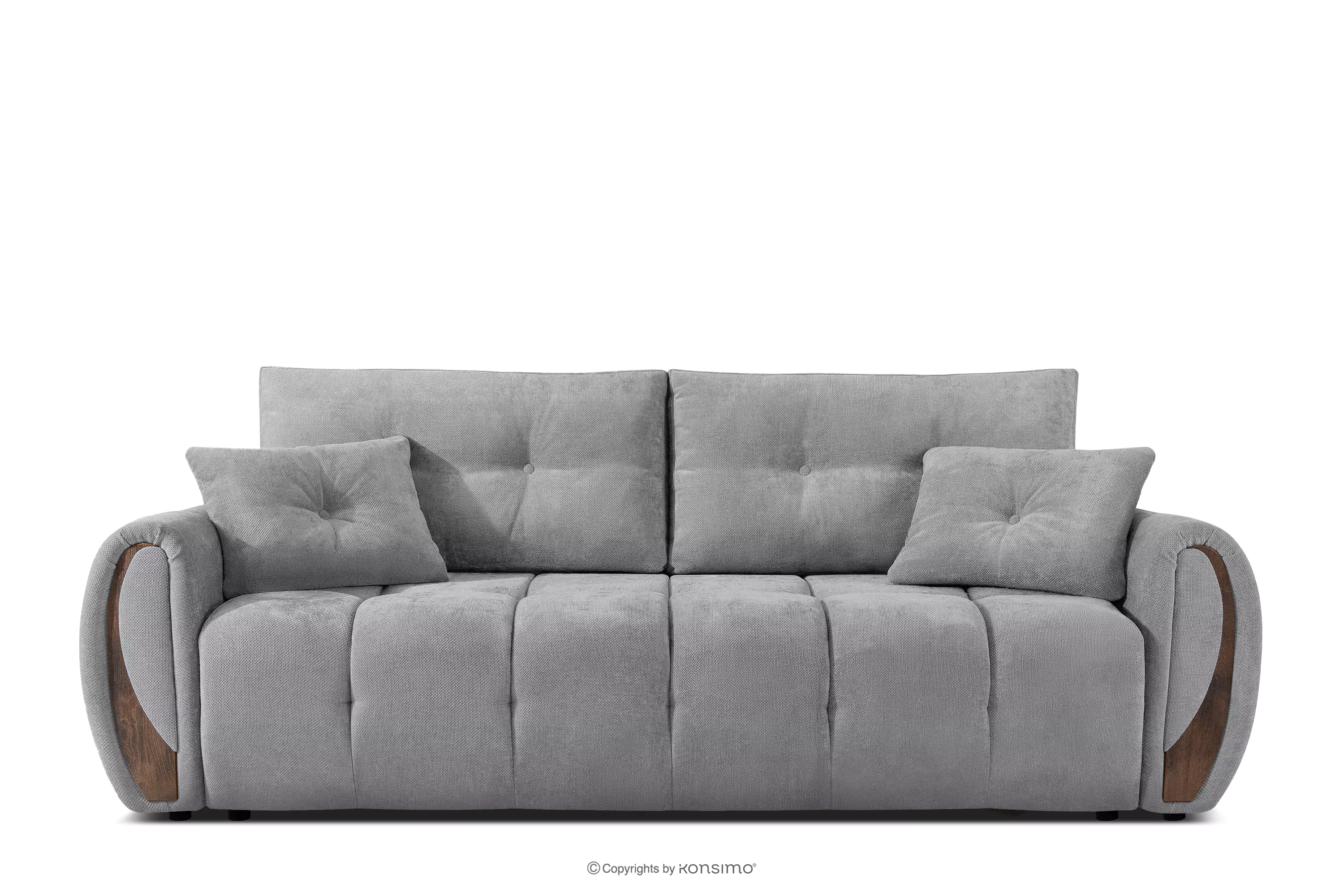Sofa trzyosobowa z pikowaniem w tkaninie plecionej szary NILO