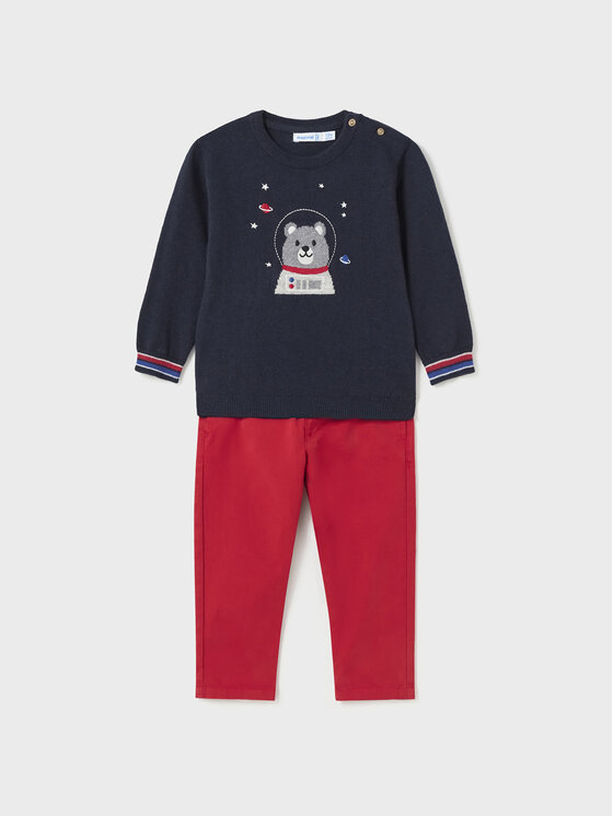 Mayoral Komplet sweter i spodnie materiałowe 2.544 Czerwony Regular Fit