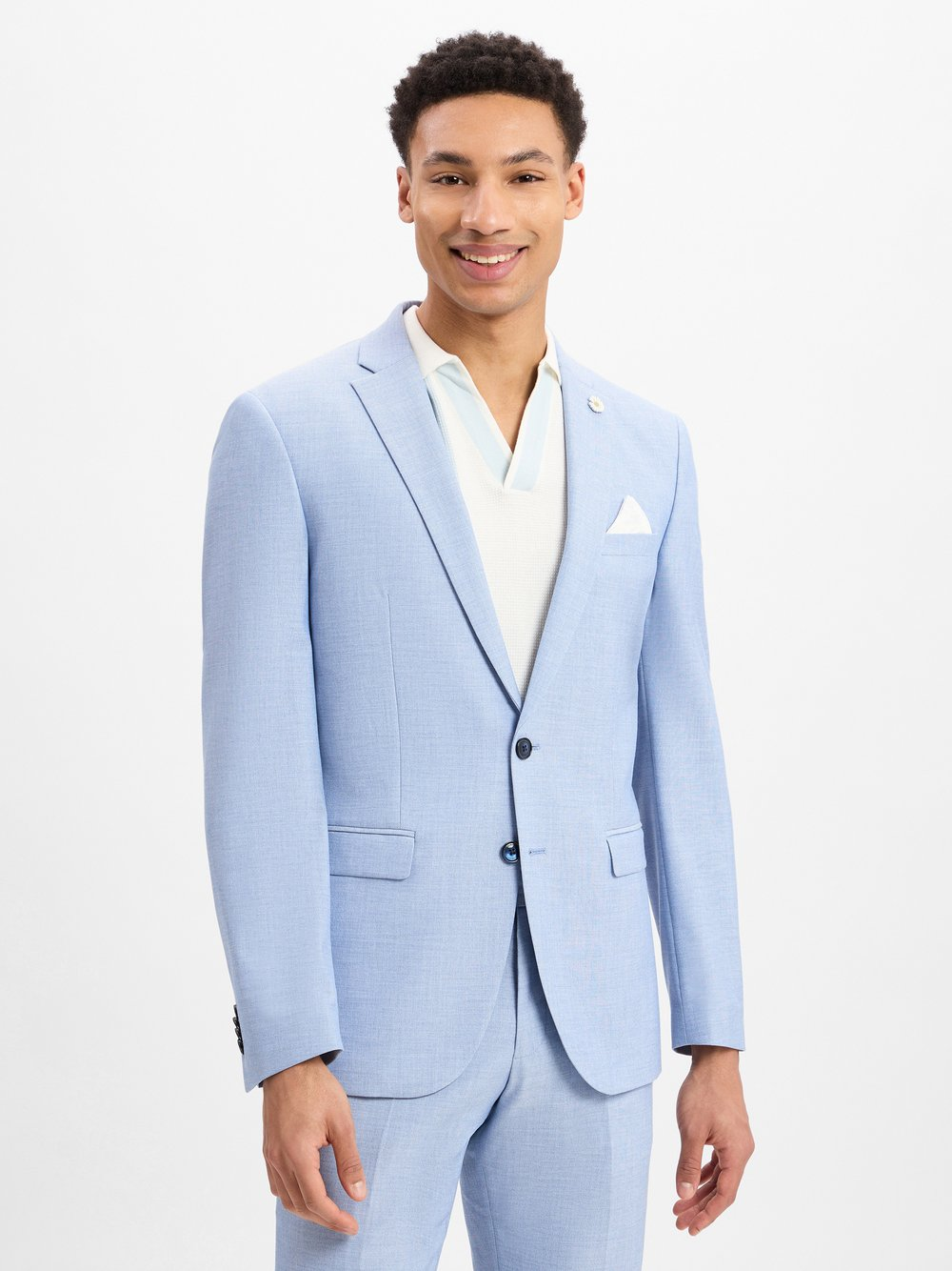 Finshley & Harding London Męska modułowa marynarka garniturowa - Brixdon Mężczyźni Slim Fit niebieski, 98