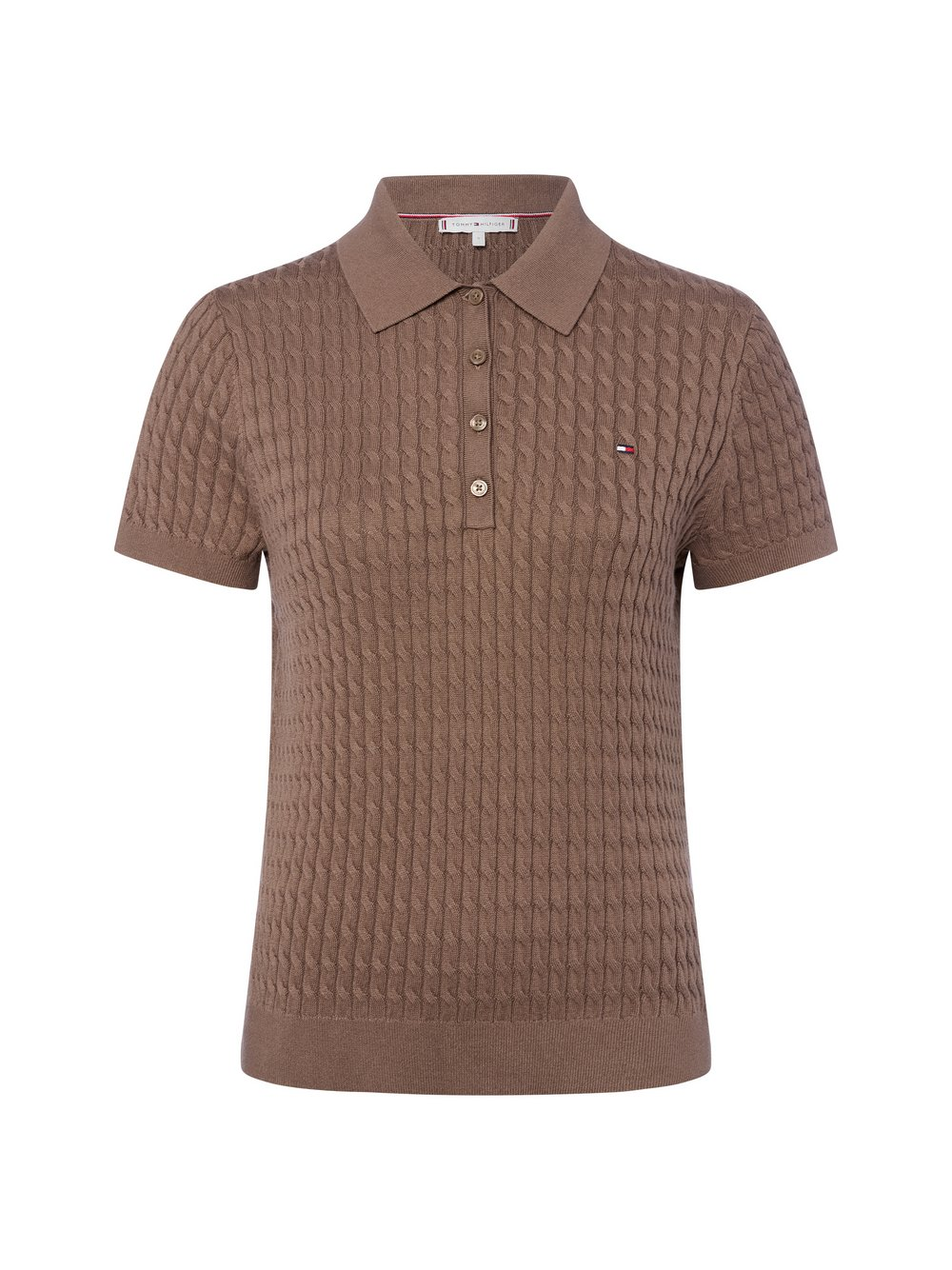 Tommy Hilfiger Damska koszulka polo z dzianiny Kobiety Bawełna brązowy, XS