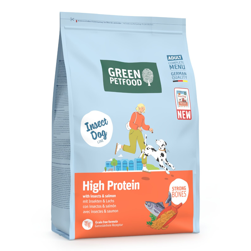 Green Petfood High Protein, z owadami i łososiem - 3 kg