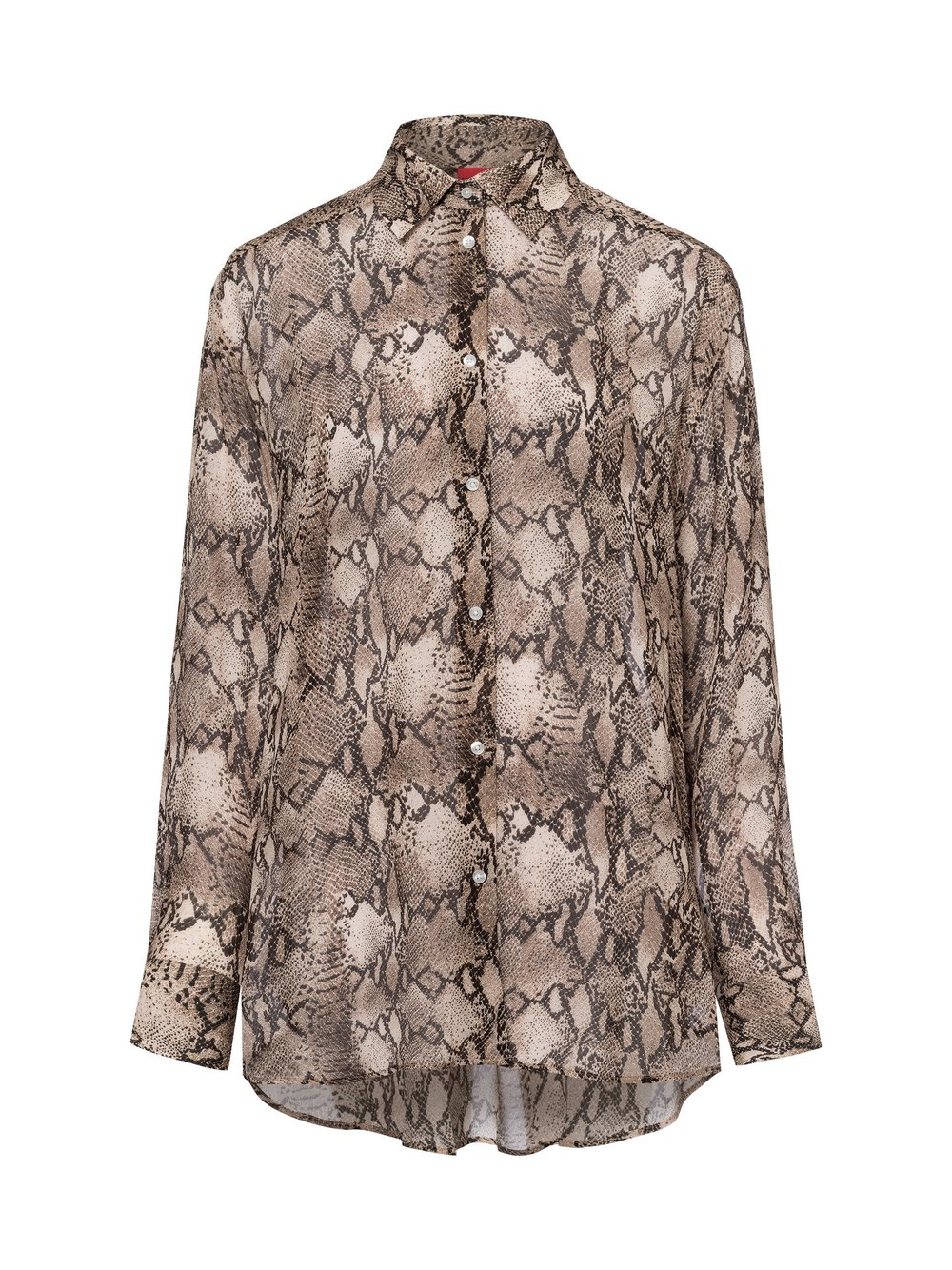 HUGO Damska bluzka koszulowa - The Boyfriend Shirt Kobiety wiskoza brązowy wzorzysty, 34