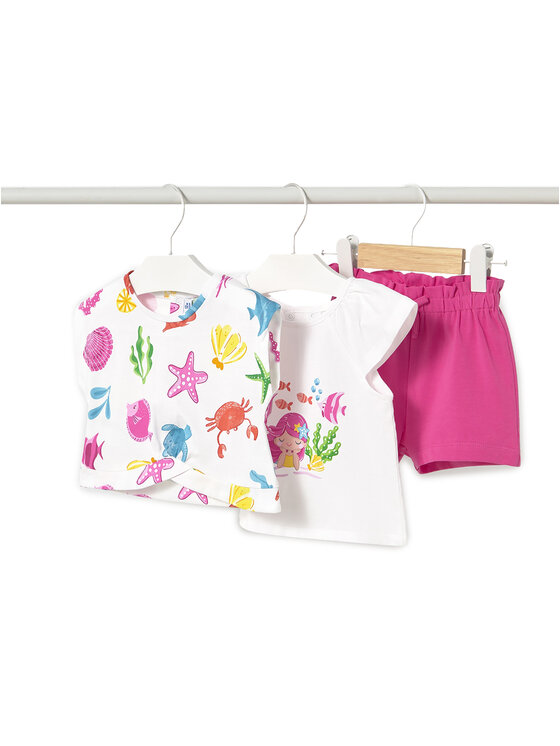 Mayoral Komplet t-shirt, top i spodenki 1232 Różowy Regular Fit