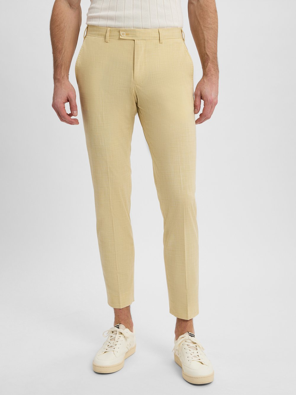 Finshley & Harding London Spodnie Mężczyźni Slim Fit Sztuczne włókno żółty, 46