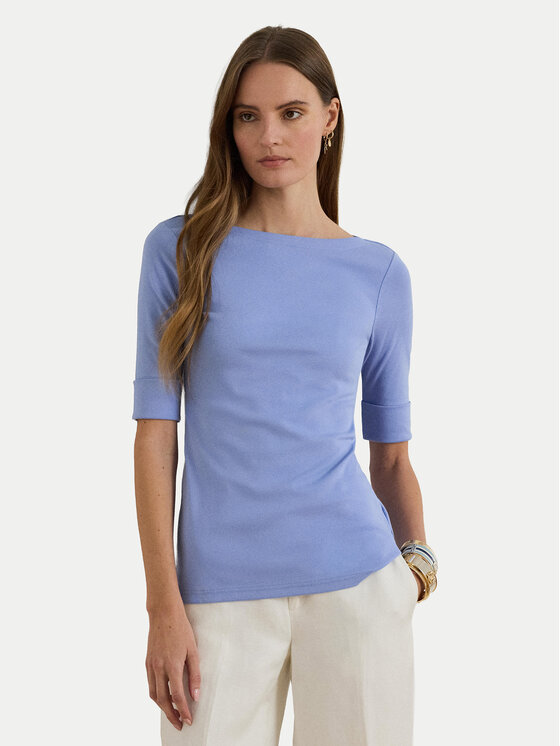 LAUREN RALPH LAUREN Bluzka 200654963199 Błękitny Slim Fit