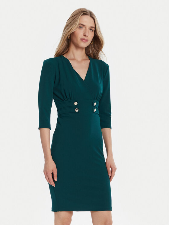 Rinascimento Sukienka koktajlowa CFC0126151003 Zielony Slim Fit