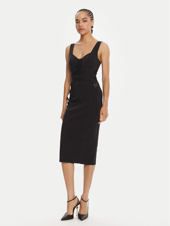 Elisabetta Franchi Sukienka koktajlowa AB-810-56E2-V520 Czarny Regular Fit