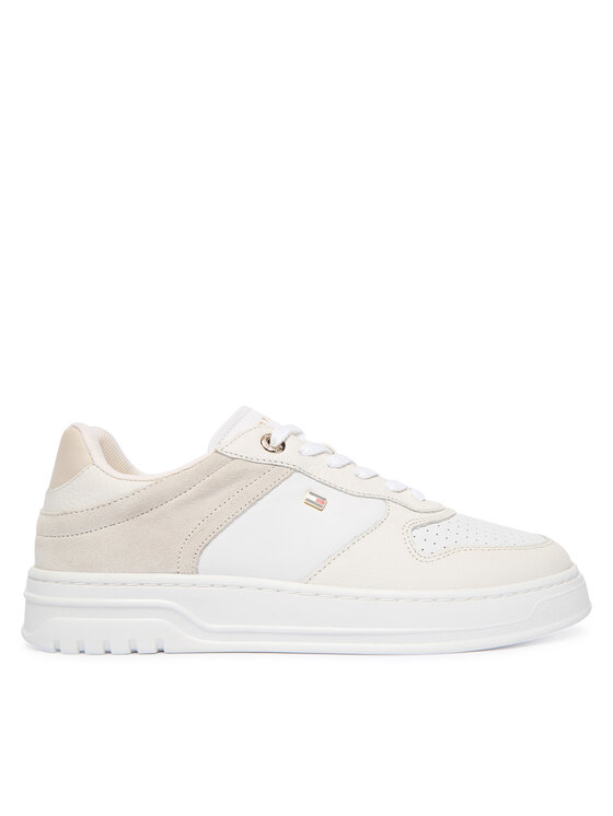 Tommy Hilfiger Sneakersy Th Sporty Cupsole Tumbled Ltr FW0FW09024 Écru