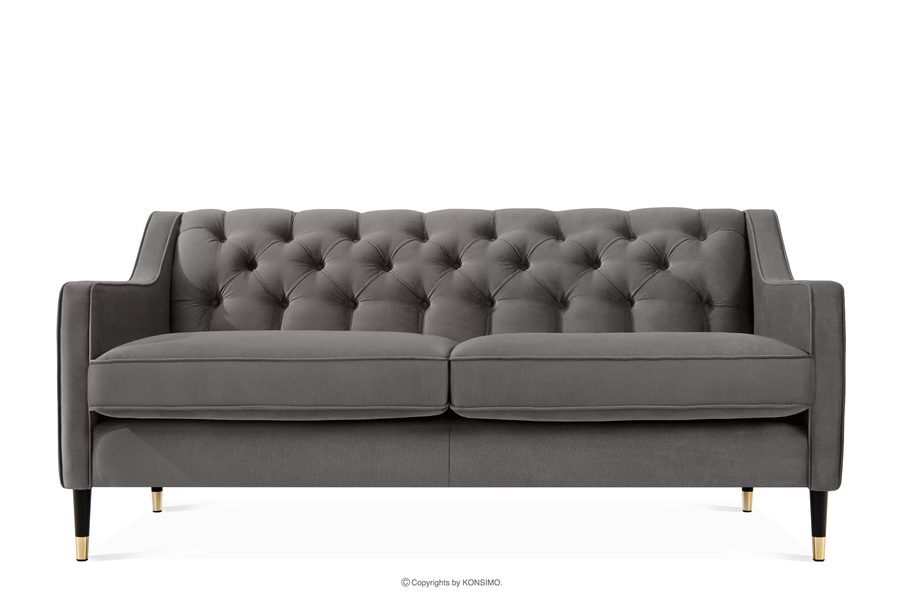Elegancka sofa dwuosobowa z pikowaniem w tkaninie welur szary NOMUS