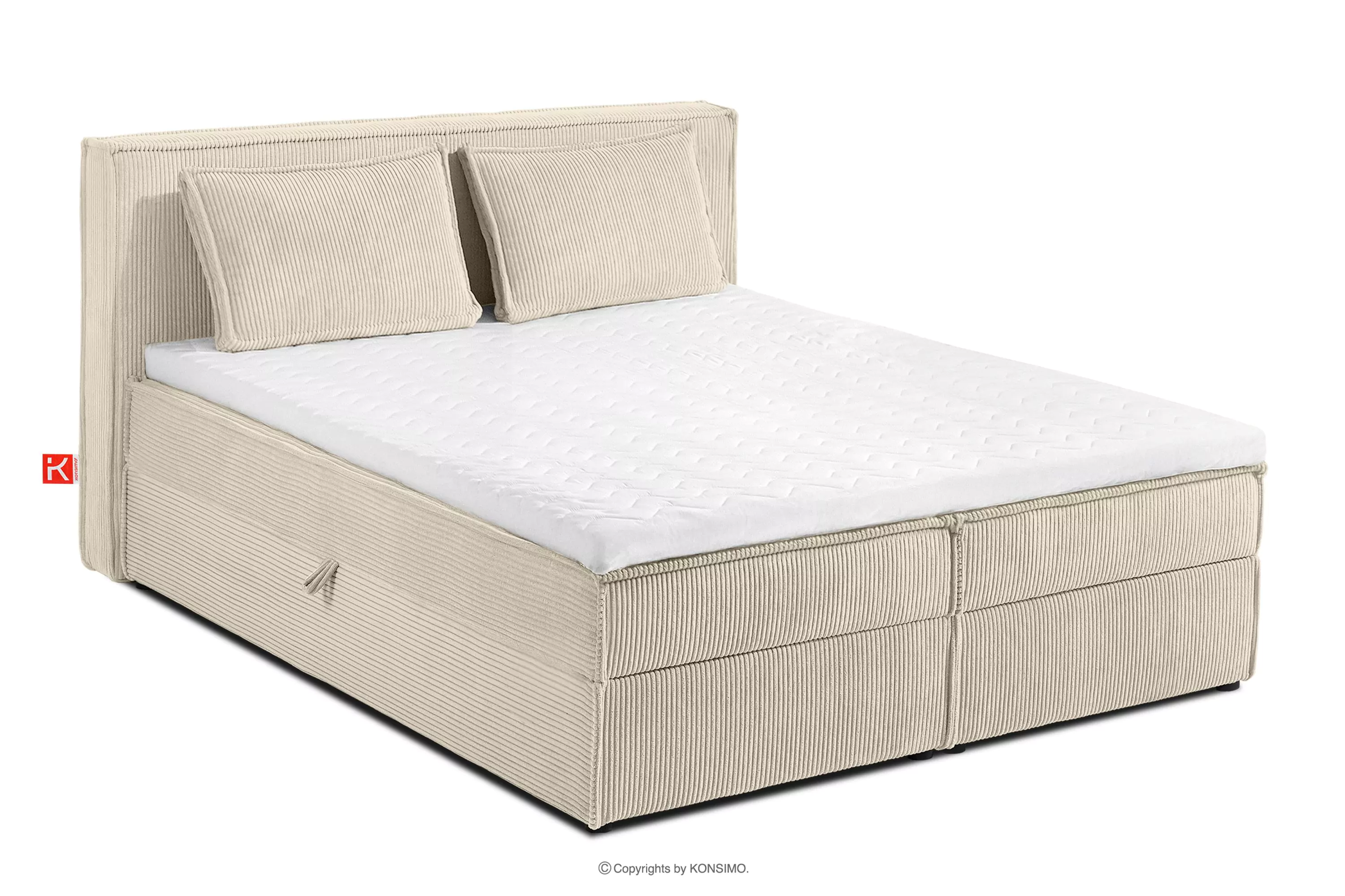 Łóżko dwuosobowe 140 cm w tkaninie sztruks kremowy ROTI