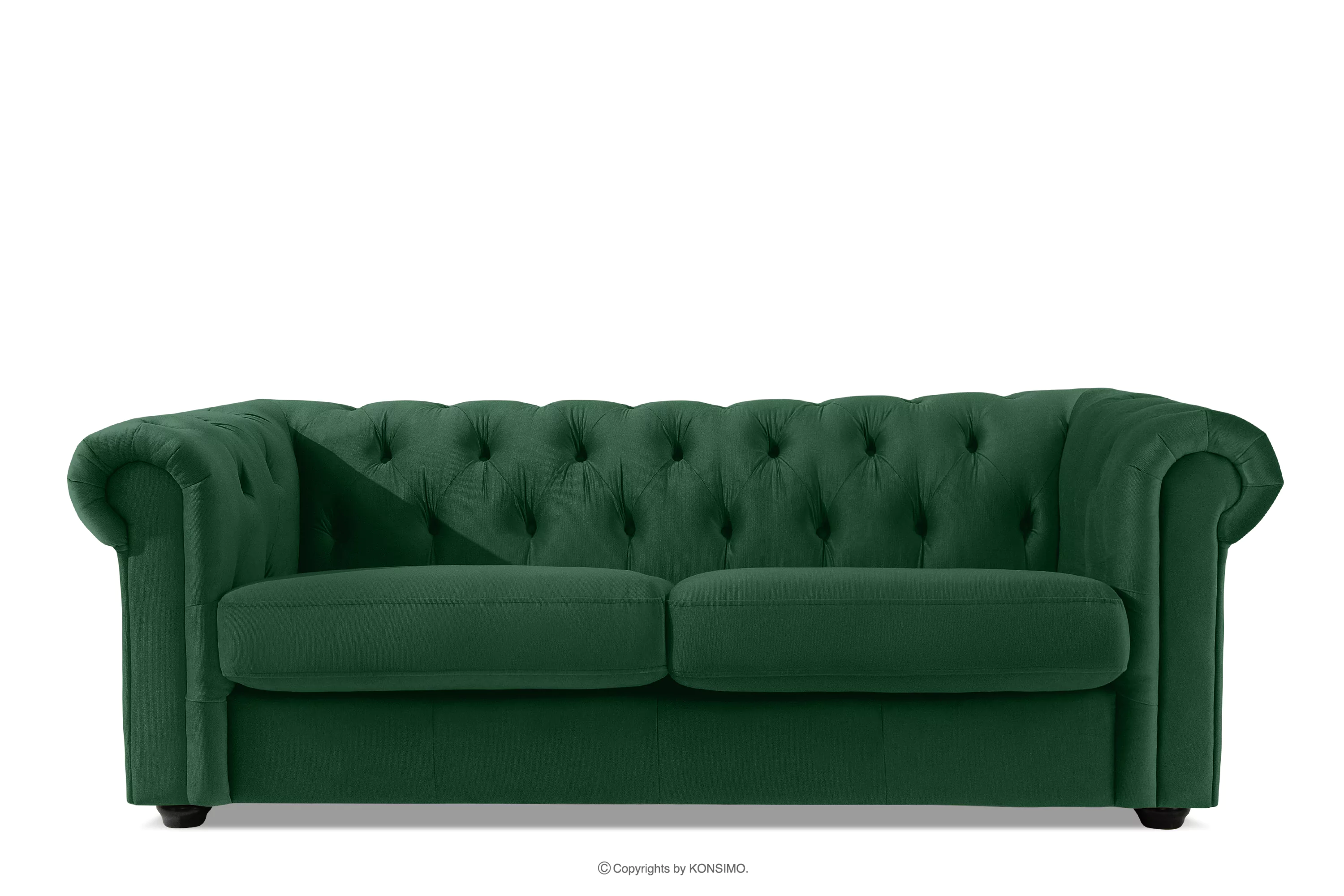 Klasyczna sofa trzyosobowa chesterfield w welurze ciemny zielony GRAVO