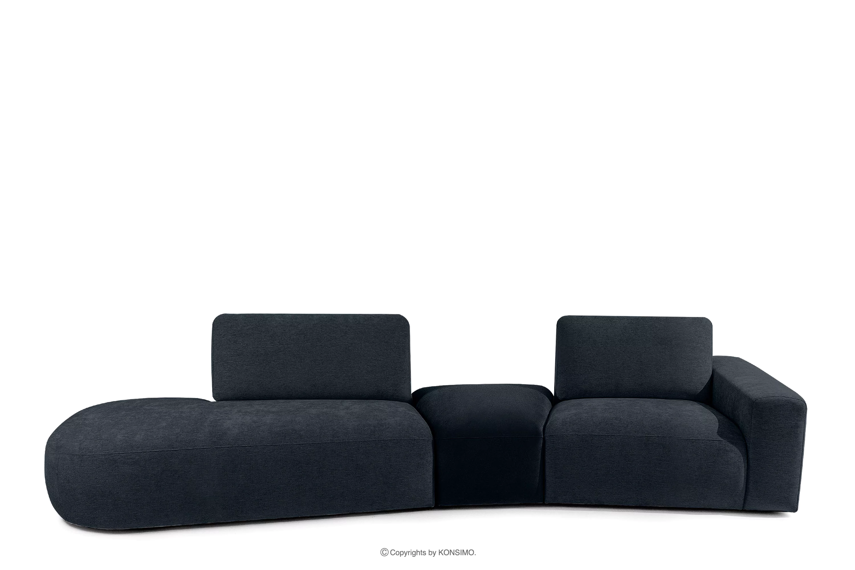 Sofa w tkaninie szenil i welur modułowa granatowy ZUCCO