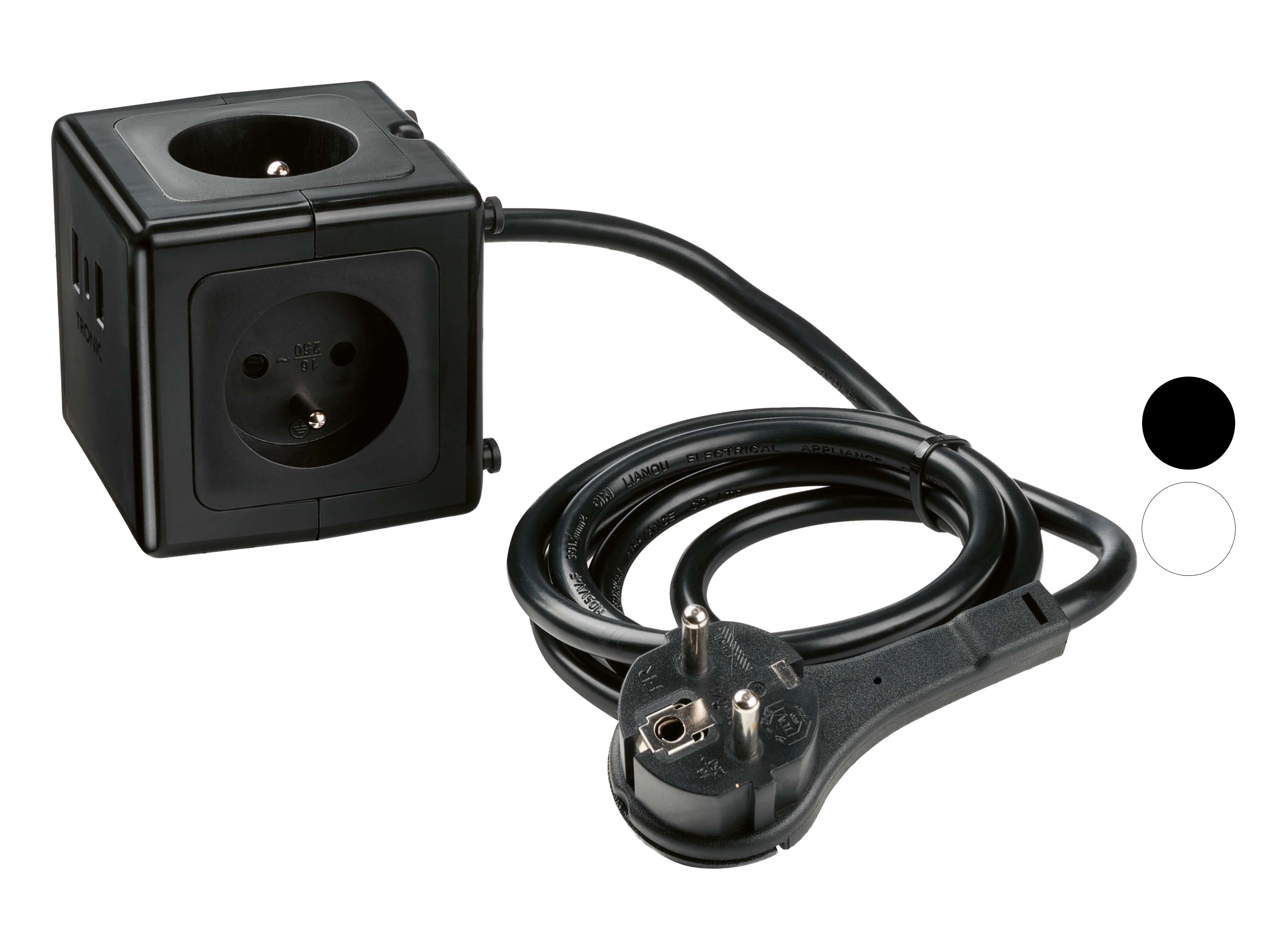 TRONIC® Przedłużacz kostka z gniazdkami i portami USB miniaturka