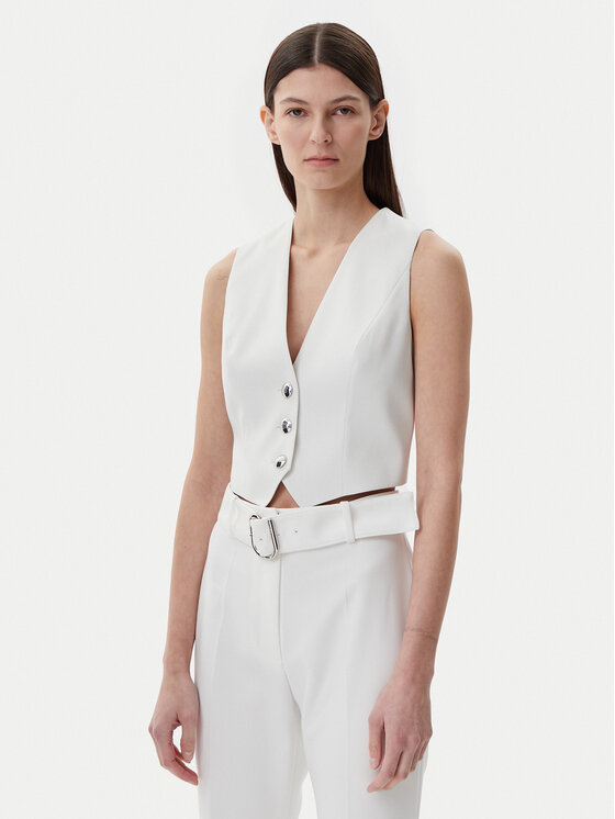 HUGO Kamizelka 50537760 Biały Slim Fit
