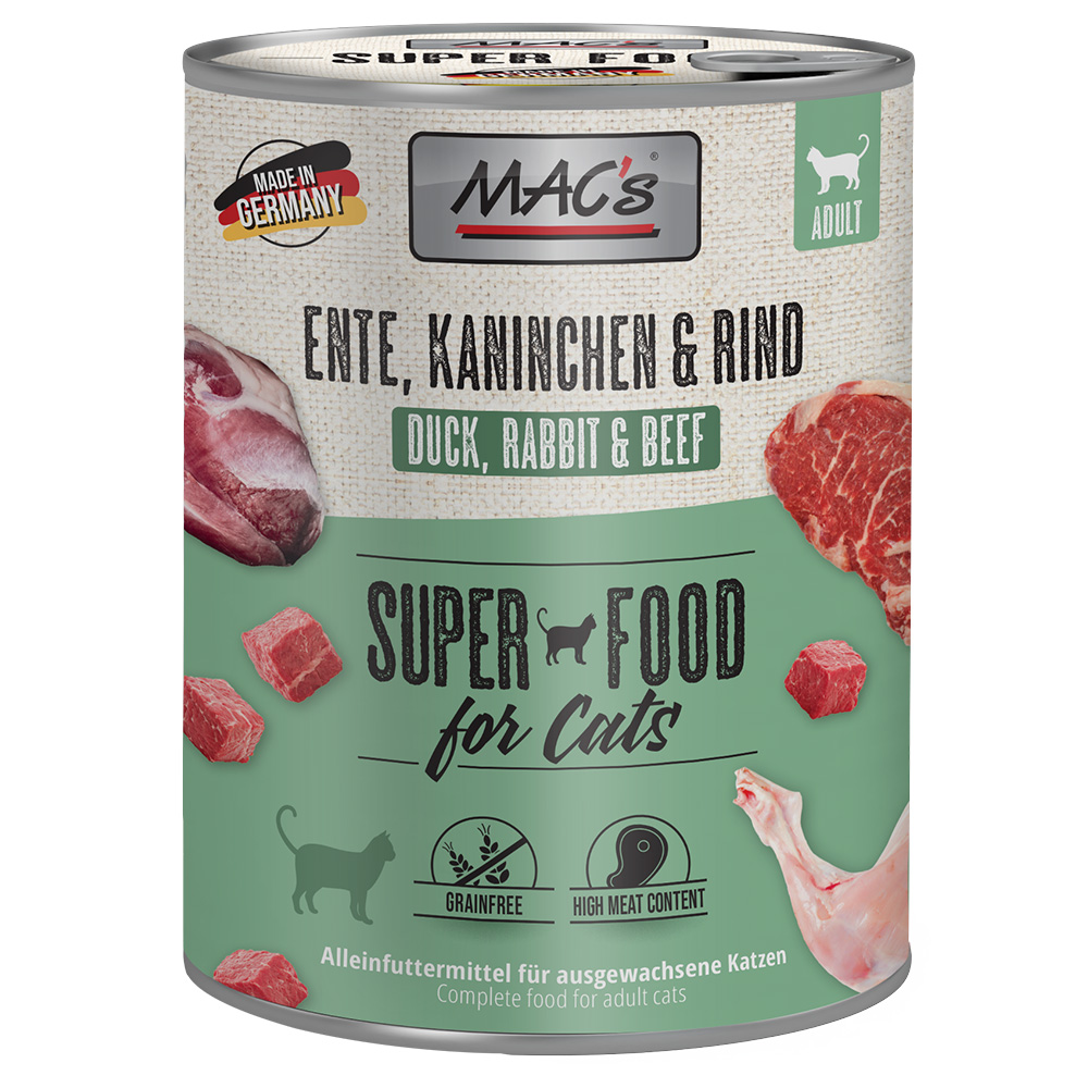 MAC´s Cat karma  dla kota, 6 x 800 g - Kaczka, królik, wołowina