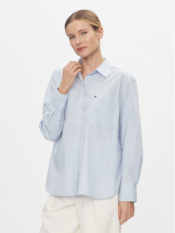 Tommy Hilfiger Koszula Essential WW0WW41410 Błękitny Regular Fit