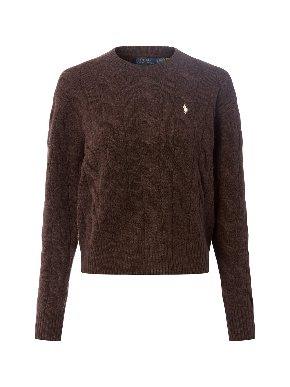 Polo Ralph Lauren Damski sweter z dzianiny z zawartością kaszmiru Kobiety dzianina grubo tkana brązowy, M