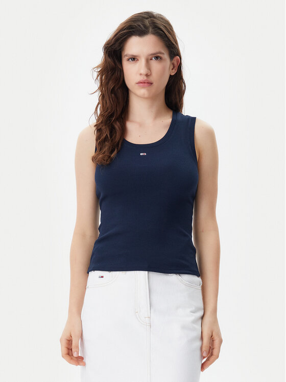 Tommy Jeans Top Essential DW0DW20673 Granatowy Slim Fit