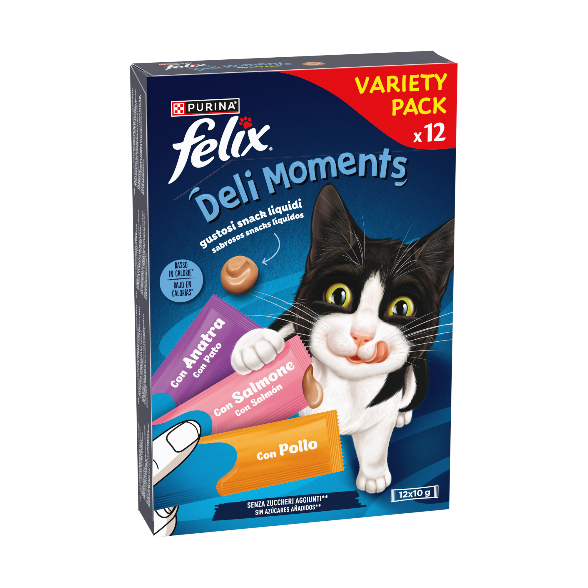 Pakiet mieszany Felix Deli Moments - Kurczak, łosoś i kaczka, 12 x 10 g