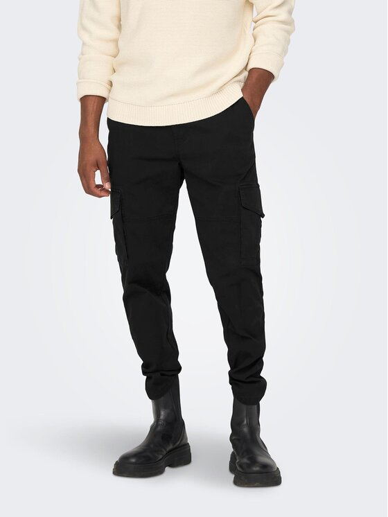 Only & Sons Spodnie materiałowe 22025431 Czarny Tapered Fit
