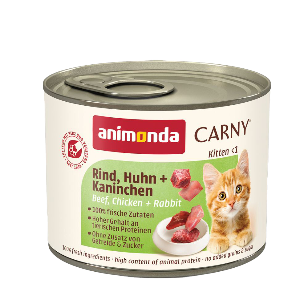 Megapakiet animonda Carny Kitten, 24 x 200 g - Wołowina, kurczak i królik